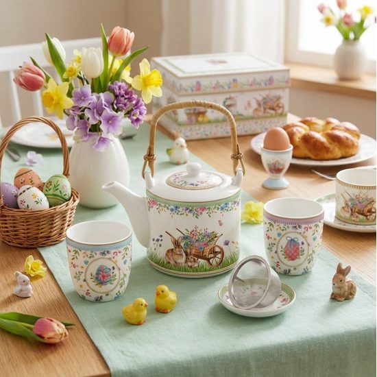 Velikonoční set čajová konvice 600ml a 2 šálky 160ml Spring Bloom, Easy Life