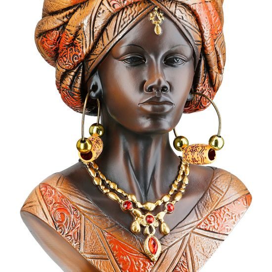 Dekorace figura hlava Afričanka Namibian, 11x15x27 cm
