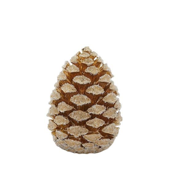 Vánoční dekorace šiška zlatá s flitry, 26x19 cm