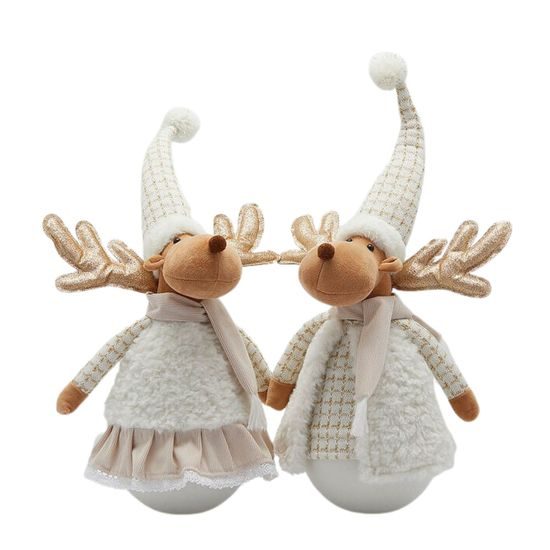 Vánoční dekorace figura sob Renna bílo-béžový 1ks, 55cm