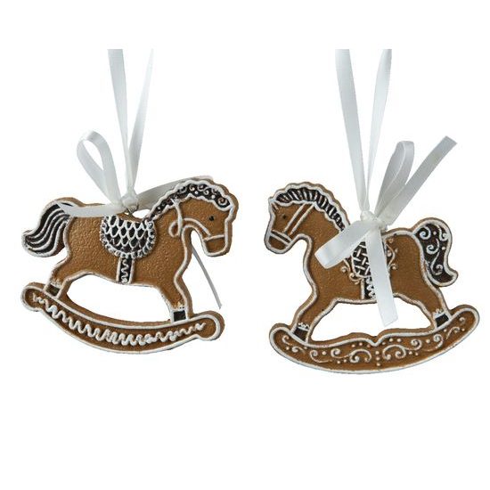 Vánoční ozdoba perníkový houpací koníček 1ks, 9x1x10 cm