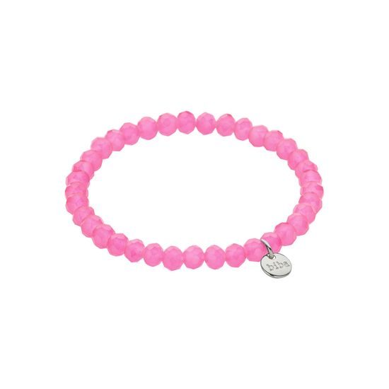 Náramek se skleněnými krystaly neonově světle růžový 3-8mm 1ks, 18 cm