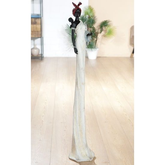 Dekorace figura Afričanka Tortuga s dítětem, 18x20x104 cm