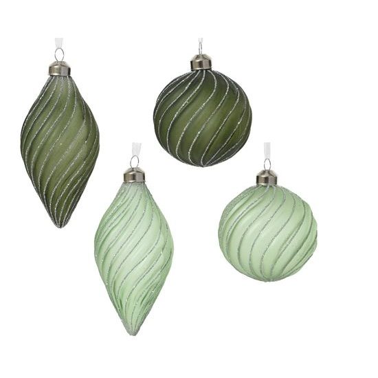 Vianočná sklenená ozdoba gula/slza zelená 1ks, 8 cm