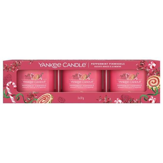 Yankee Candle - Sada votivních svíček plněných ve skle Peppermint Pinwheels