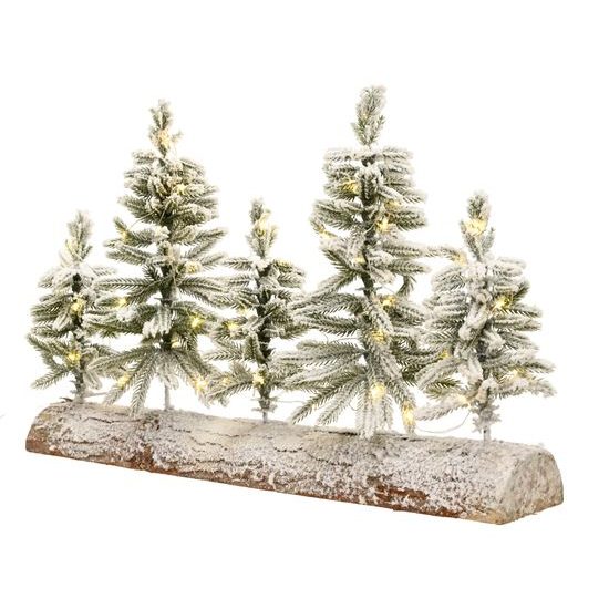 Vánoční dekorace zasněžené stromy s LED osvětlením, 50x12x30 cm