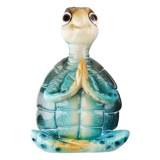 Dekorace figurka meditující želvička modrá 1ks, 8,5x13x15,5 cm
