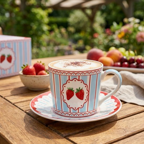 Porcelánový šálek s podšálkem Fruit Mania 380ml, Easy Life