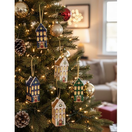 Vianočná keramická ozdoba domček vysoký Festival Avenue 1ks, Easy Life