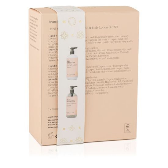 Max Benjamin - Dárková sada tekuté mýdlo a mléko na ruce a tělo French Linen Water 2x300ml