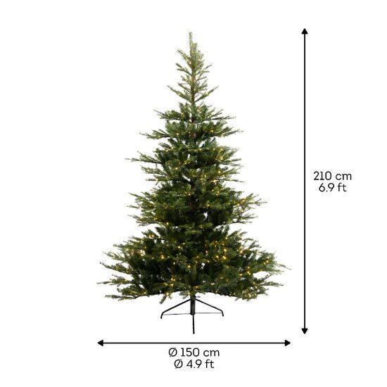 Vánoční umělý strom jedle 550 LED s kovovým stojanem, 150x210 cm