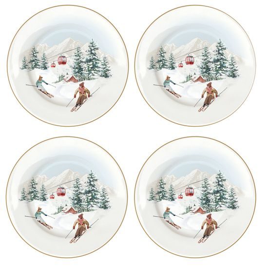Vianočná porcelánová súprava dezertných tanierov 4ks Chalet 19 cm, Easy Life