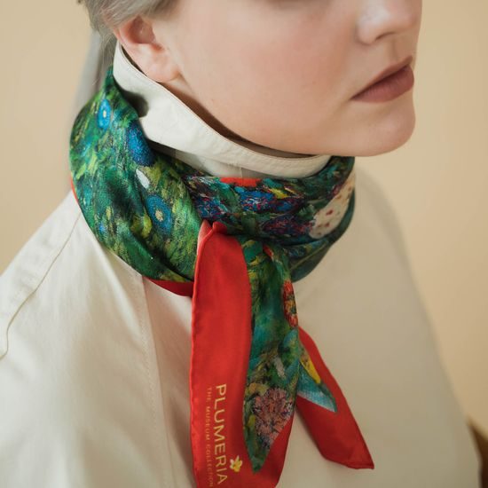 Hodvábna šatka Garden Wihte Sunflowers 90x90cm, Gustav Klimt