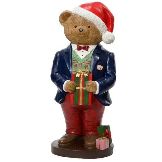 Vianočná dekorácia Medvedík s darčekom, 29x26x67cm