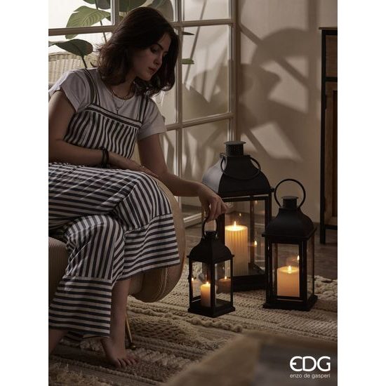 Kovová lucerna černá matná, 27-56 cm