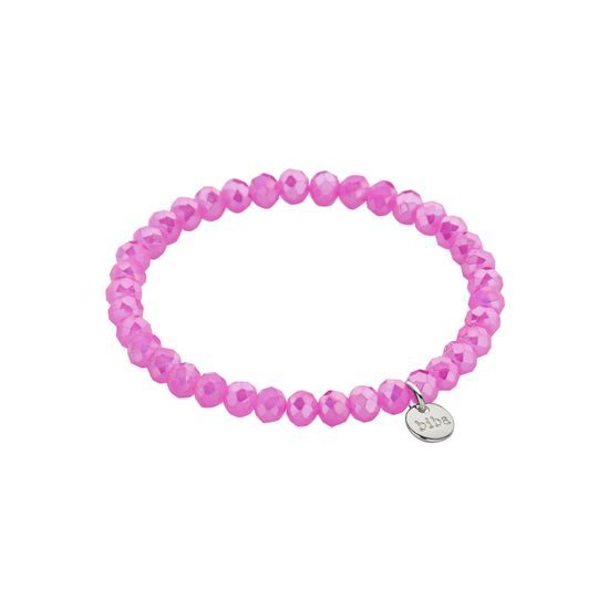Náramek se skleněnými krystaly tmavě růžový 3-8mm 1ks, 18 cm
