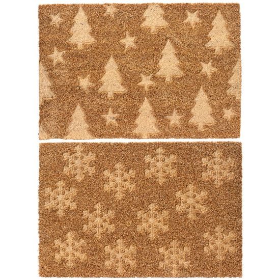 Vianočná rohožka pred dvere so stromčekmi a snehovými vločkami 1ks, 60x40x1,5 cm