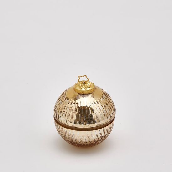 Vonná svíčka ve tvaru vánoční ozdoby zlatá, 8 cm