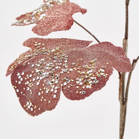Květina s flitrovými listy růžová, 70cm