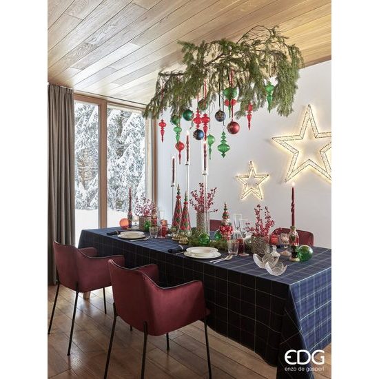 Skleněný svícen na noze na dlouhou svíčku, 80x12x12 cm