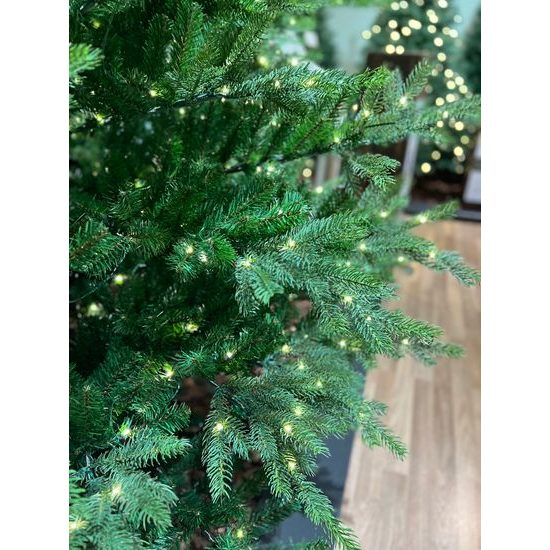 Vianočný umelý stromček s LED osvetlením a kovovým stojanom, 132x180 cm