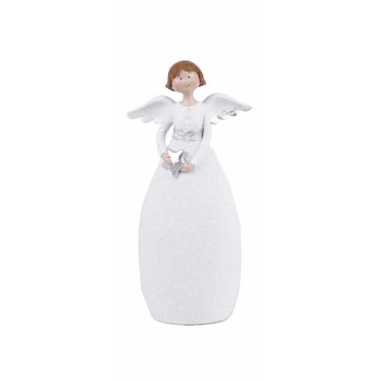 Anjel baculka v šatách biely, 11x23,5x6cm
