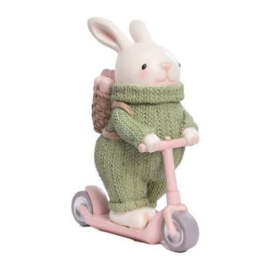 Velikonoční dekorace keramický zajíc na koloběžce, 23x12x30 cm