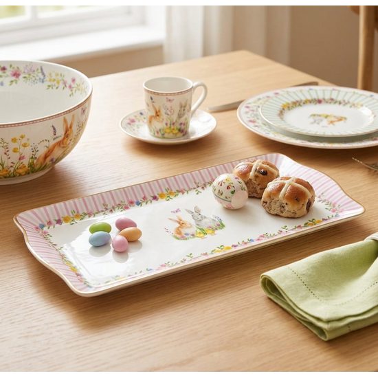 Velikonoční podnos obdélník se zajíčky Happy Easter 35x15cm, Easy Life