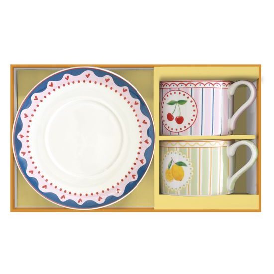 Porcelánový šálek s podšálkem 2ks 240ml Fruit Mania, Easy Life