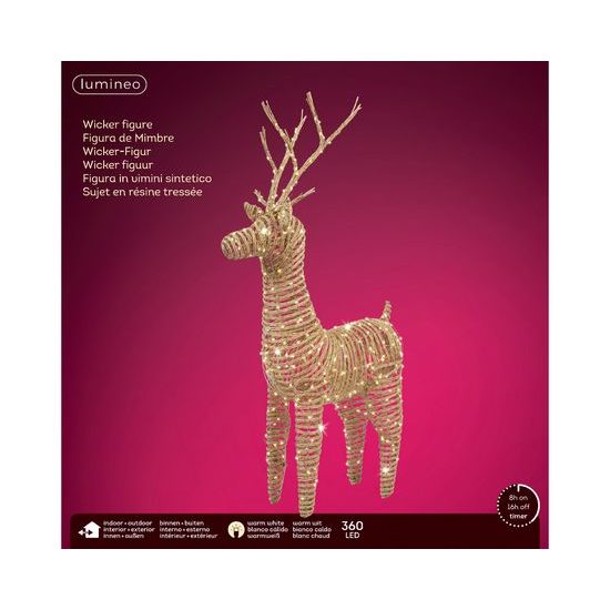 Vánoční venkovní dekorace sob s LED osvětlením, 24x60x104 cm