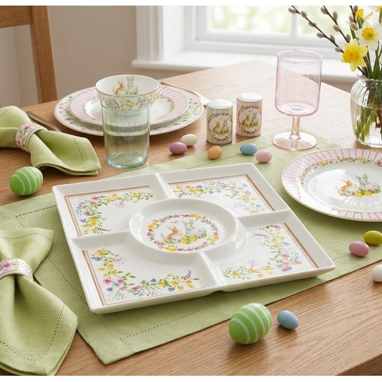 Velikonoční servírovací tác se zajíčky Happy Easter 25x25cm, Easy Life