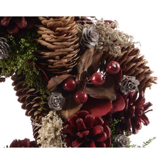 Vánoční dekorace věnec s bobulemi, 8,5x33 cm