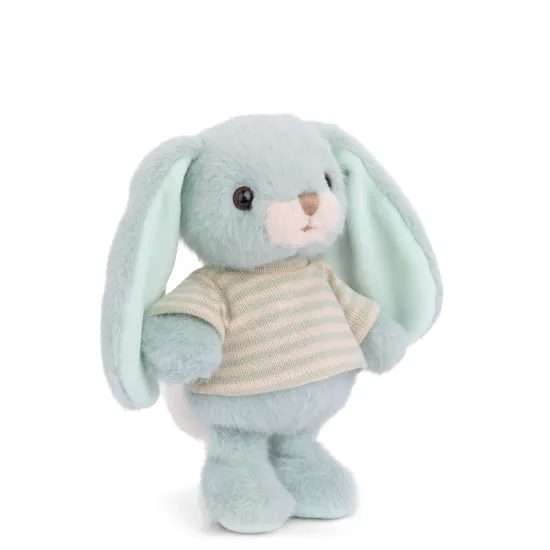 Plyšový zajíček v triku Bouncy Bunny modrý, 15 cm