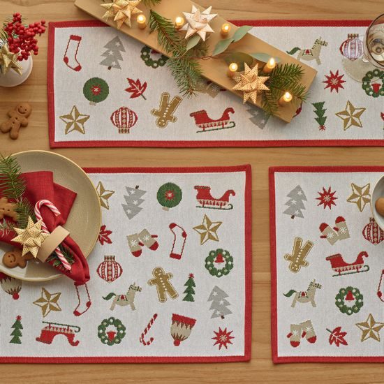 Vánoční gobelínový košík na pečivo X-mas Wonders 10x18 cm, Sander