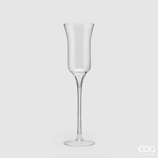 Sklenená váza Nida v tvare tulipánu na dlhej nohe, 60x15 cm