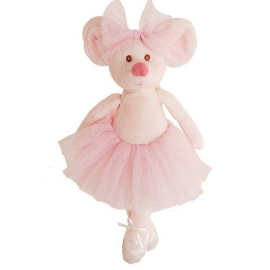 Plyšová myška baletka Antonia D. Mouse v ružovej sukni biela, 25 cm