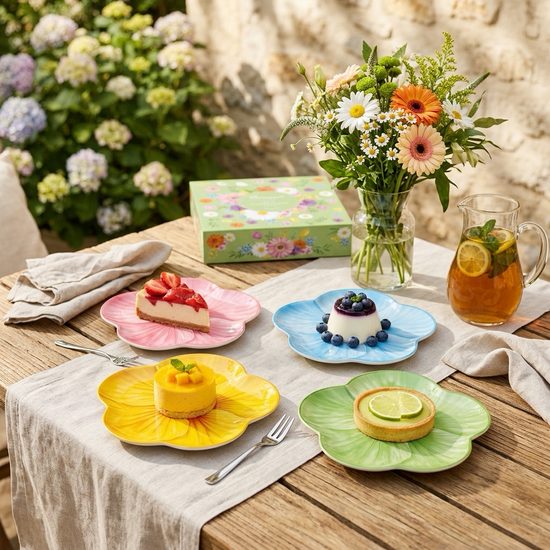 Letní sada talířů ibišek pastelové 4ks Bouquet 21 cm, Easy Life