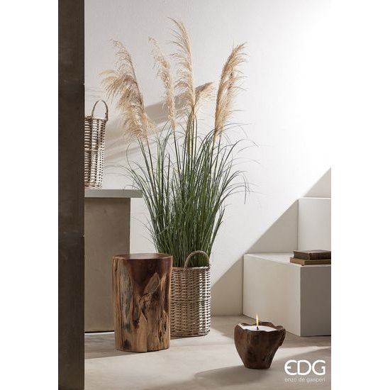 Dekorace svíčka ve dřevě natural, 19x21 cm