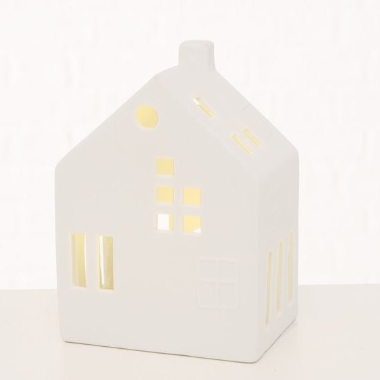 Vianočná dekorácia keramický domček so svetlom, 10x7,5x14 cm