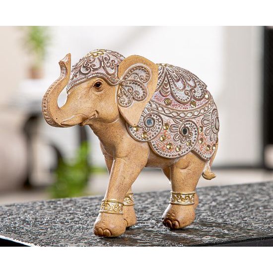 Dekorace figura slon Elody hnědý, 7x19x15 cm