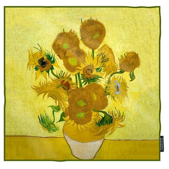 Hedvábný šátek Sunflowers 52x52cm, Vincent Van Gogh