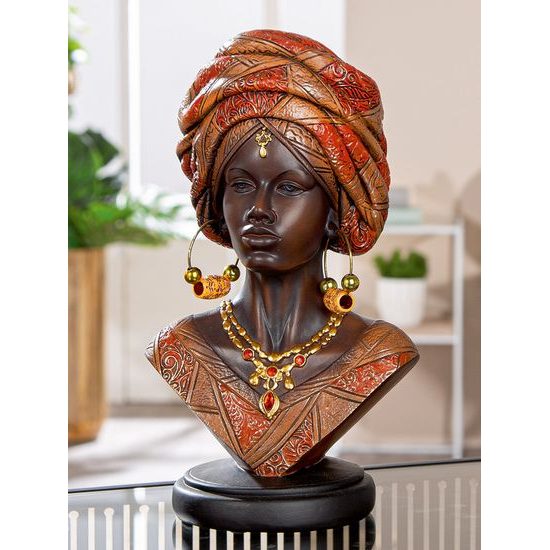 Dekorace figura hlava Afričanka Namibian, 11x15x27 cm