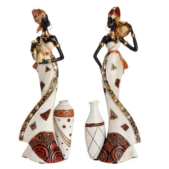 Dekorace figura Afričanka Imara s nádobou 1ks, 7,5x12x32 cm