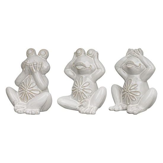 Porcelánová dekorace žába Frog šedá 1ks, 15x9,5x16 cm