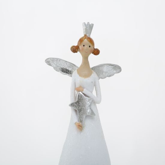 Anděl Naděžda s hvězdou na provázku bílý 21x6 cm