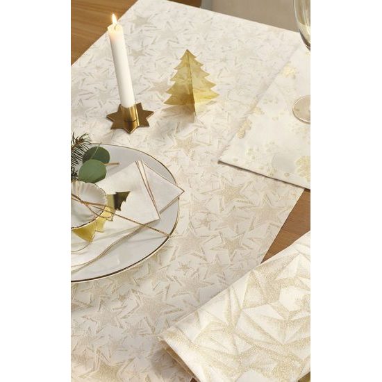 Vianočný behúň na stôl Stelle 40x100 cm bielo-zlatý, Sander