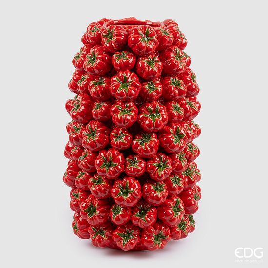 Keramická váza Chakra Pomodoro s rajčaty červená, 52x13 cm
