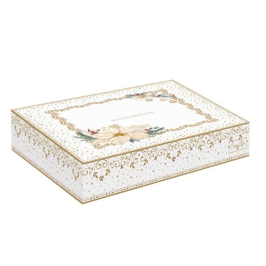 Vánoční sada 2 skleněných talířů vánoční hvězda White Elegance 18-21cm, Easy Life