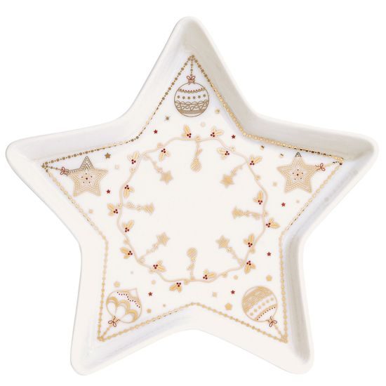 Vianočný porcelánový tanier v tvare hviezdy Christmas Lights 19,5 cm, Easy Life