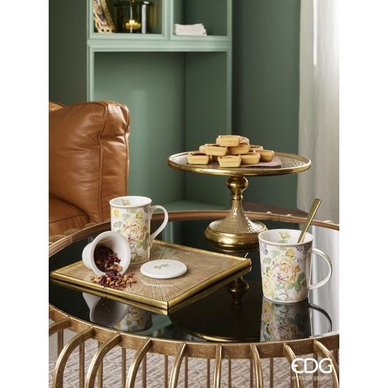 Porcelánový hrnek se sítkem a poklopem na čaj Flower Garden, 11 cm